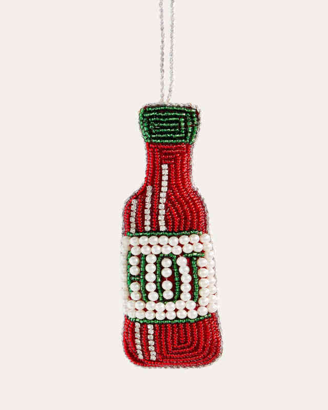 Beaded Hot Sauce Christmas Ornament